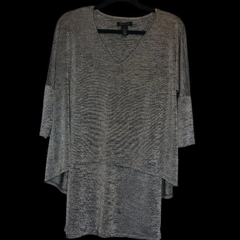 Stylish Gray V-Neck Top by White House Black Market - Size M